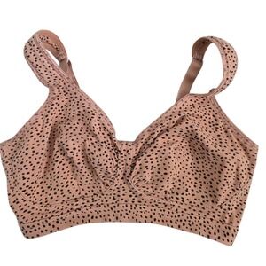 Leading Lady Style 142 Full Figure Cotton Spandex Dot Print Bra Size 36 F/G/H